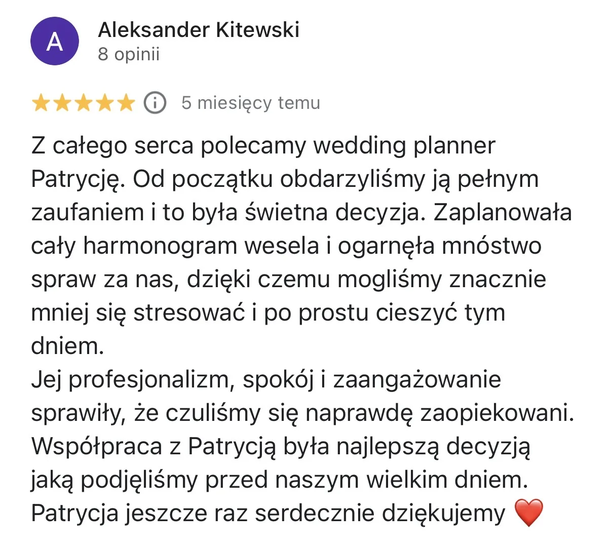 Opinia pary Sylwia & Aleksander o współpracy z Patrycją Dalecką