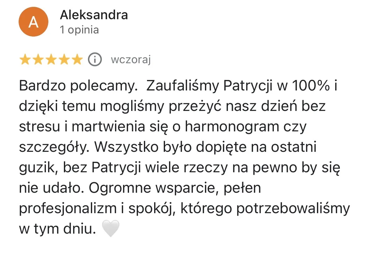 Opinia pary Aleksandra & Kamil o współpracy z Patrycją Dalecką