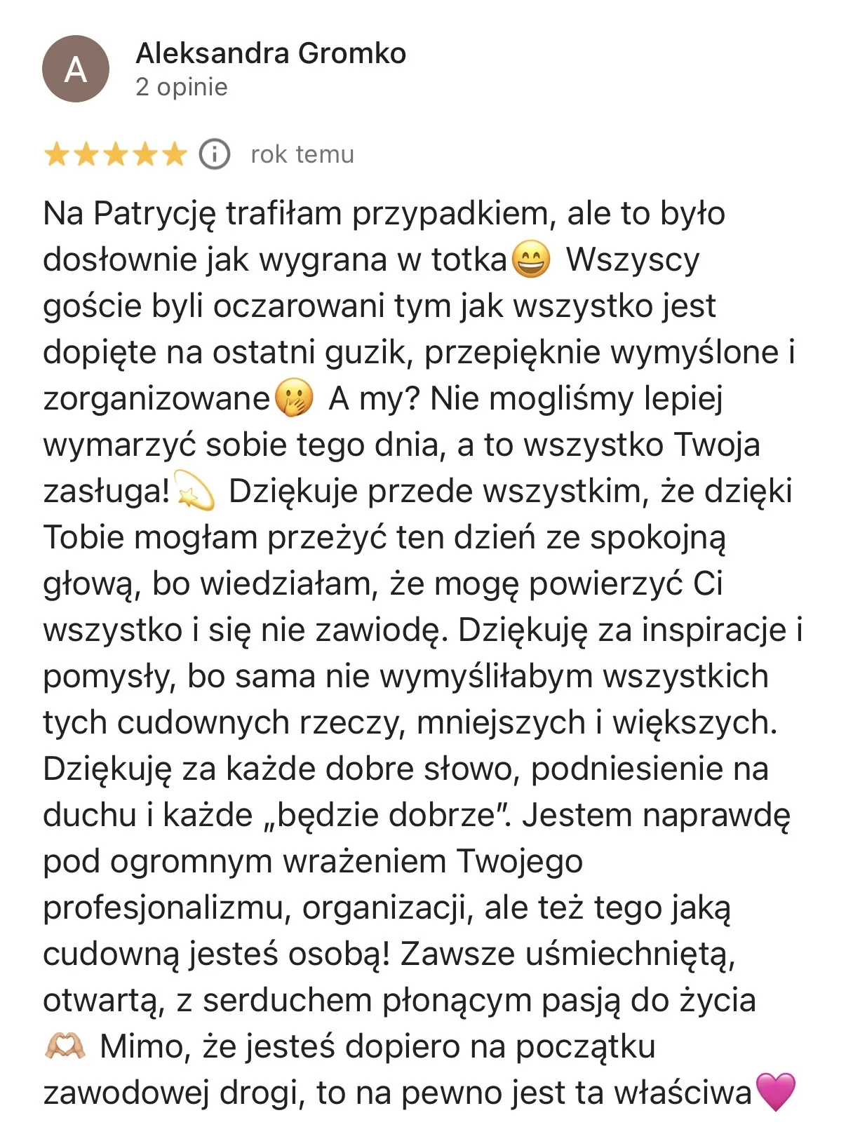 Opinia pary Aleksandra & Patryk o współpracy z Patrycją Dalecką