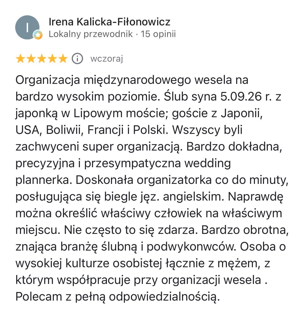 Opinia pary Krzysztof & Saori o współpracy z Patrycją Dalecką
