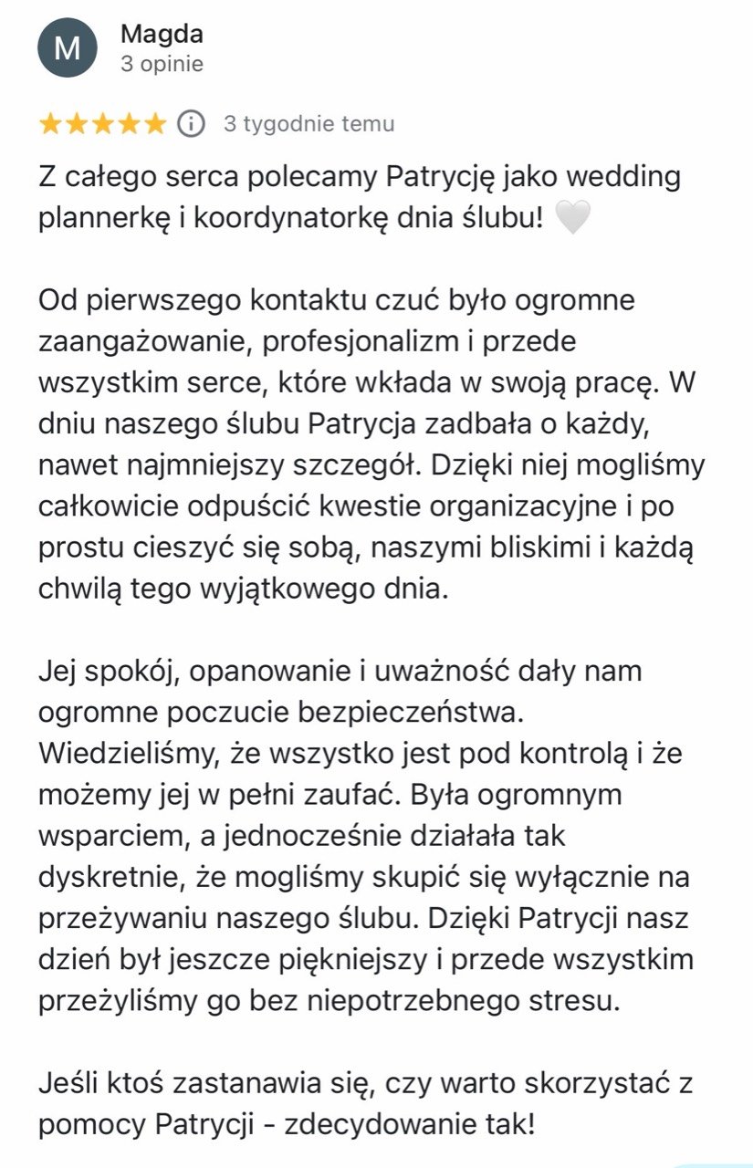 Opinia pary Karolina & Janek o współpracy z Patrycją Dalecką
