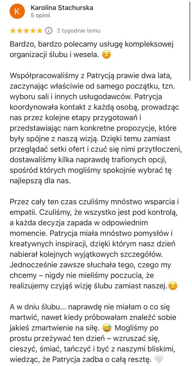 Opinia pary Karolina & Janek o współpracy z Patrycją Dalecką