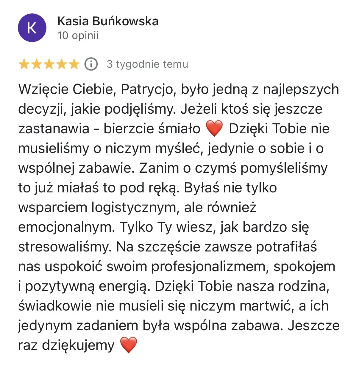 Opinia pary Kasia & Mateusz o współpracy z Patrycją Dalecką