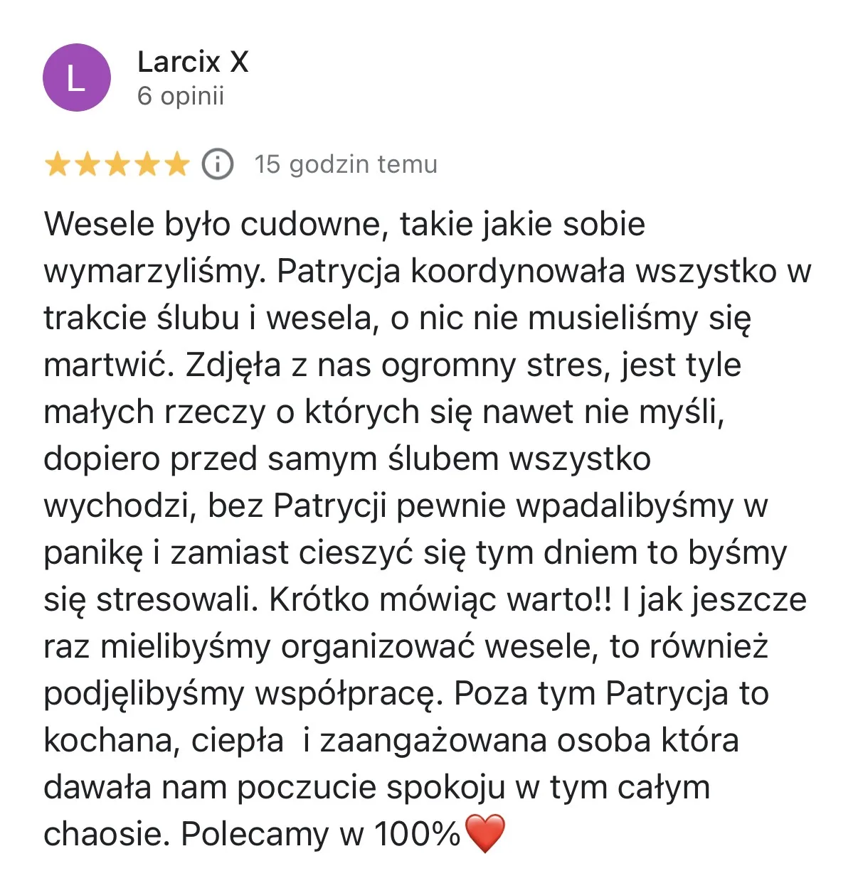 Opinia pary Laura & Mateusz o współpracy z Patrycją Dalecką