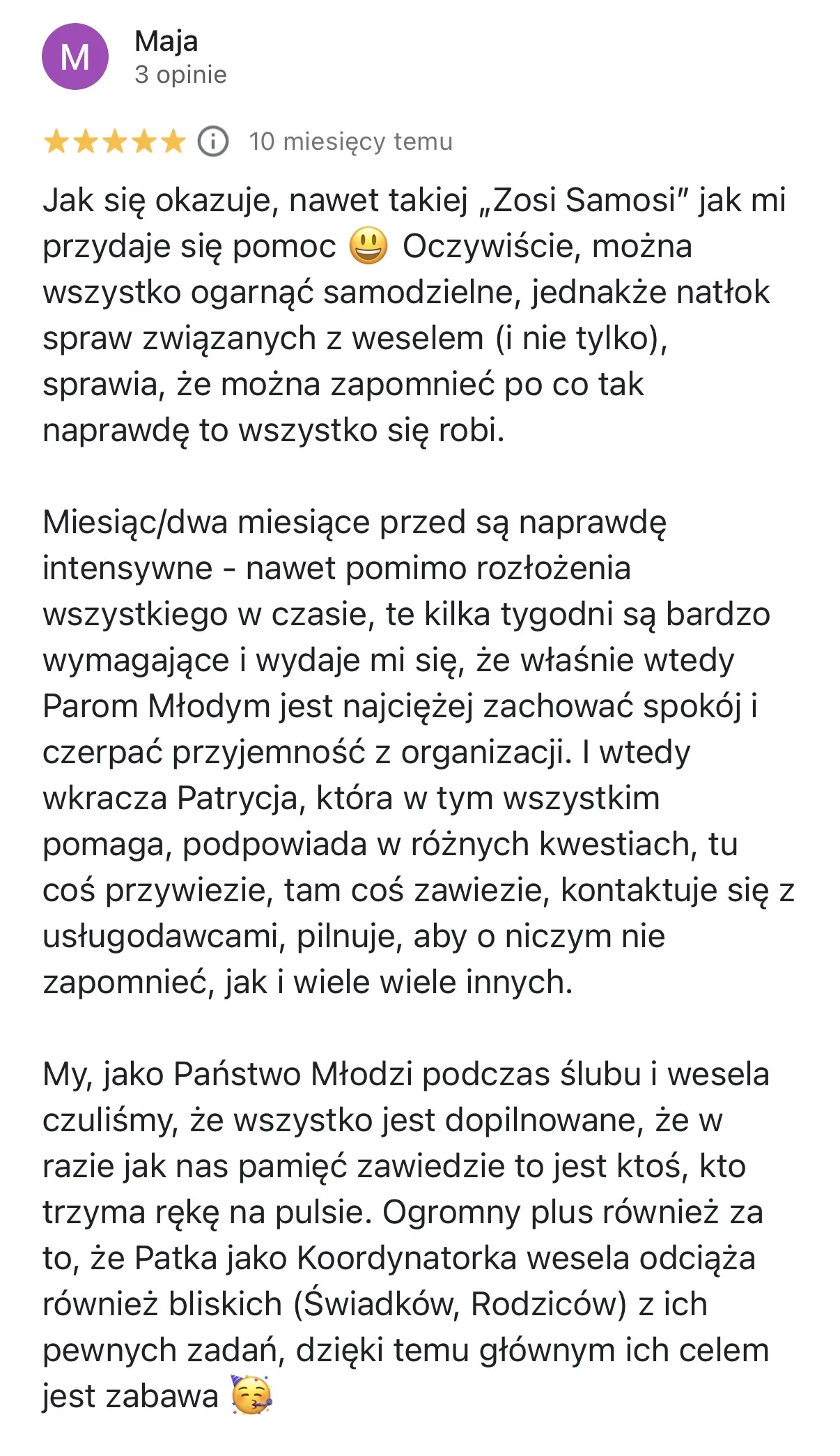 Opinia pary Maja & Hubert o współpracy z Patrycją Dalecką