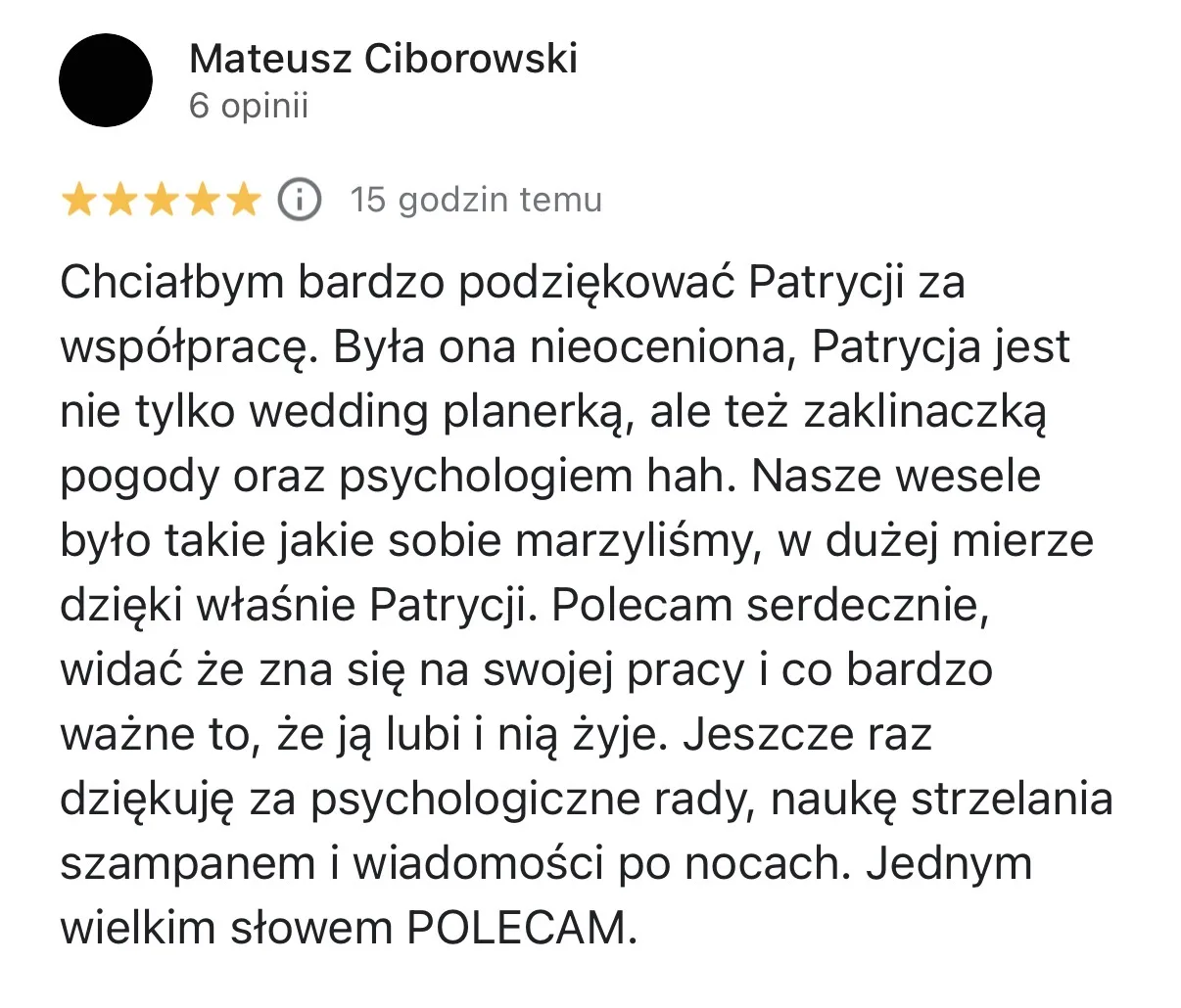 Opinia pary Laura & Mateusz o współpracy z Patrycją Dalecką