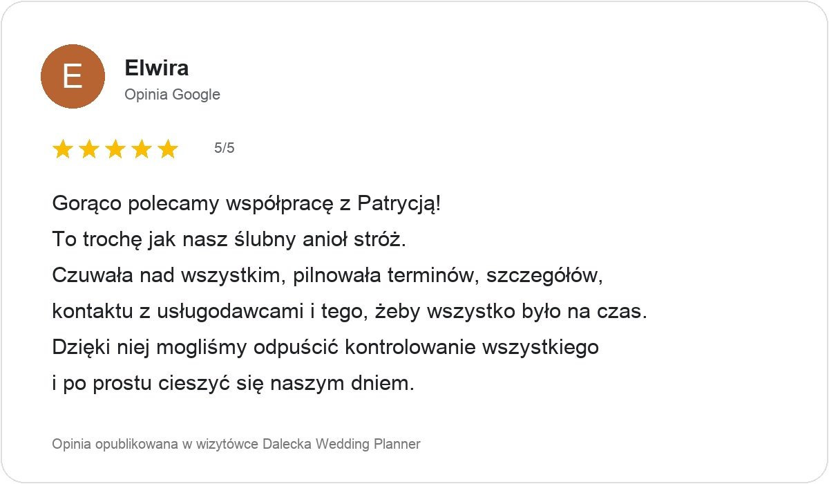 Opinia pary Elwira & Grzegorz o współpracy z Patrycją Dalecką